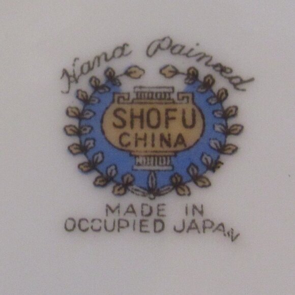 Shofu Occupied Japan Tea Cup and Saucer Hand Painted Blue Floral on Magenat I248 - Picture 9 of 9